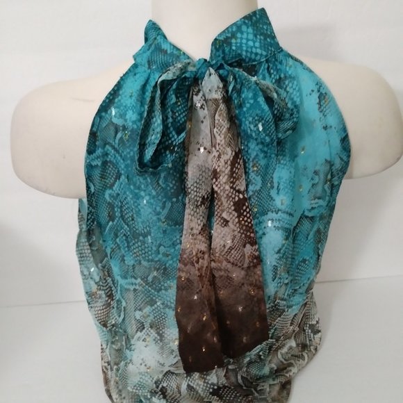 Monograph Bow Back Halter Neck Animal Print Top - Picture 11 of 13